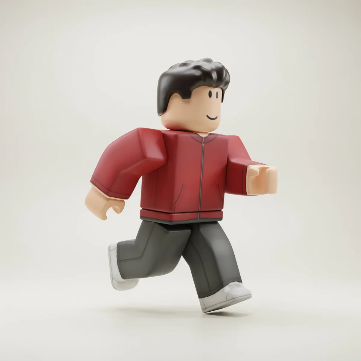 Roblox-style avatar: running pose. A readable stride for an action storyboard.