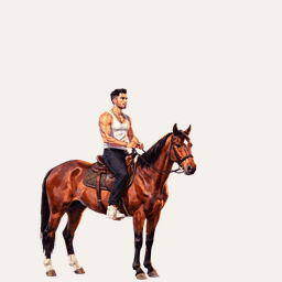 The 12 rider frames played in a loop: the horse rears up and comes back down