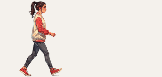 The 8 frame-by-frame walk frames played in a loop, the character advancing two steps across the frame