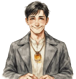 Attar player character with a happy expression