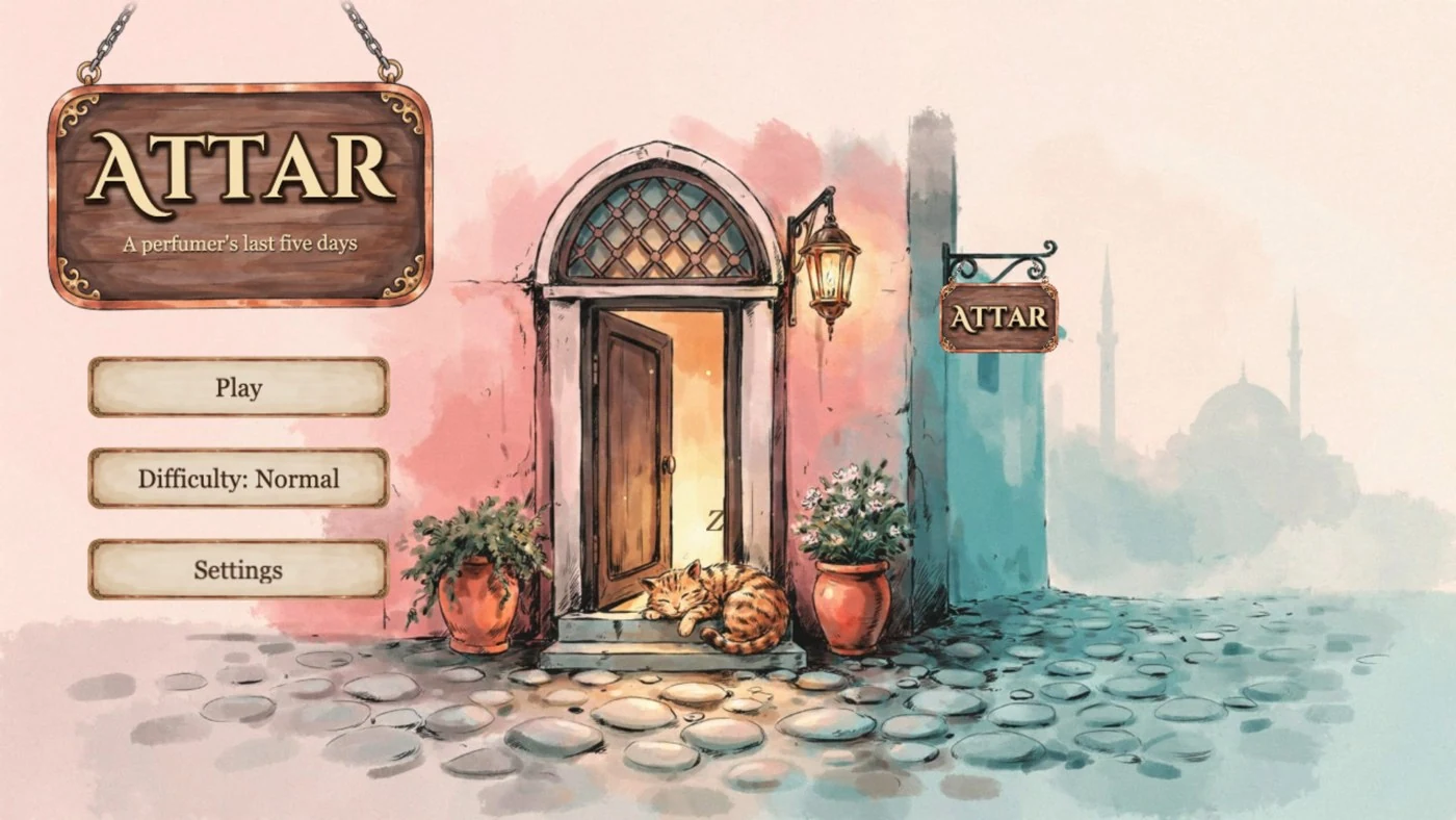 The illustrated entrance to Attar’s perfume shop