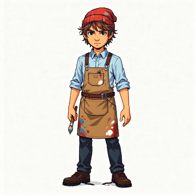 The forger wearing the apron outfit