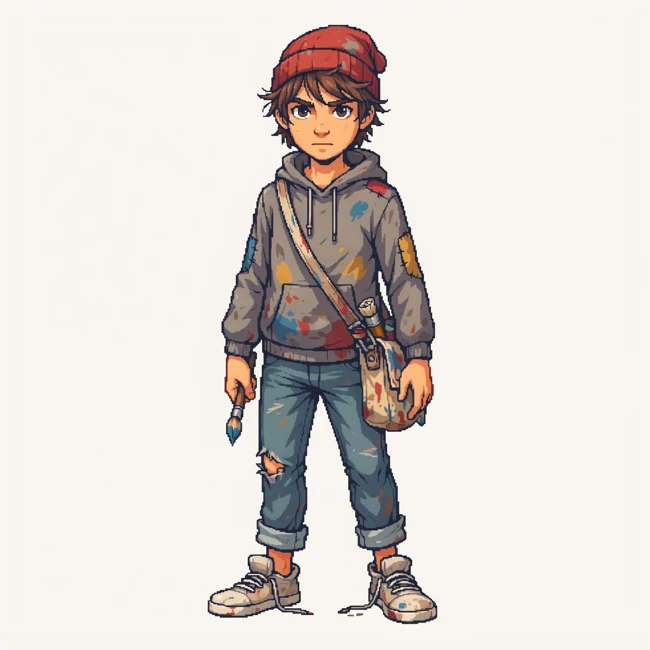 The forger wearing the original outfit