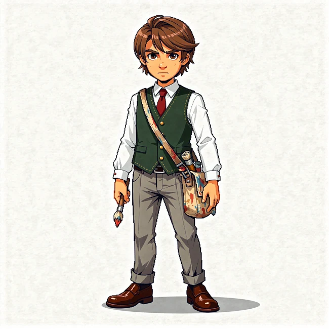 The forger wearing the vest outfit