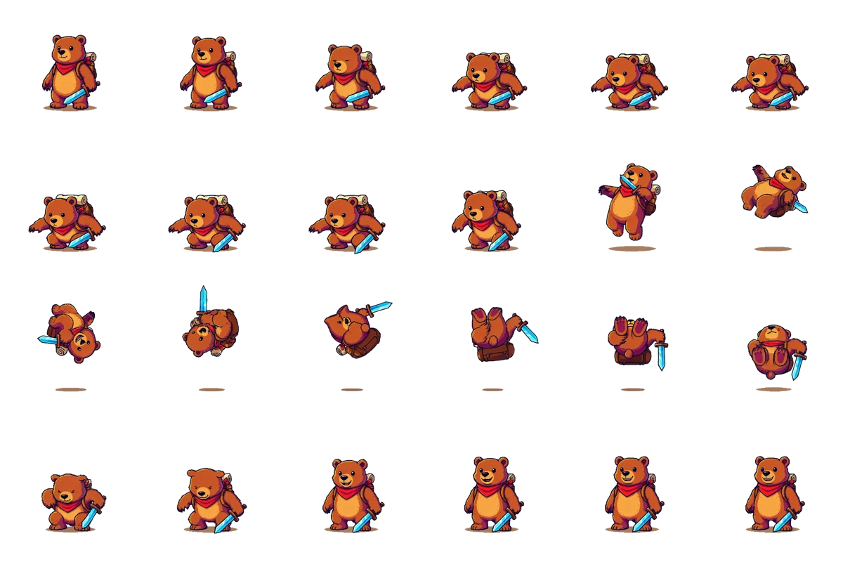 Bear somersault exported sprite sheet